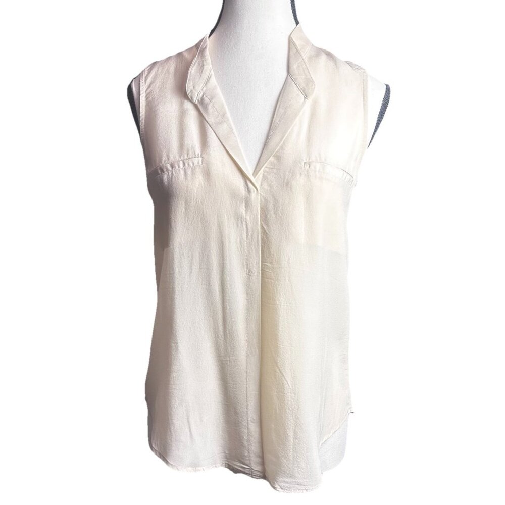 Rory Beca Silk Sleeveless Blouse Top Womens Size XS Beige Collared Silk fairy